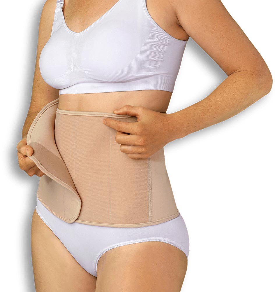 Centura postnatala modelatoare din bumbac organic, cu scai Carriwell - marimea L/XL, bej