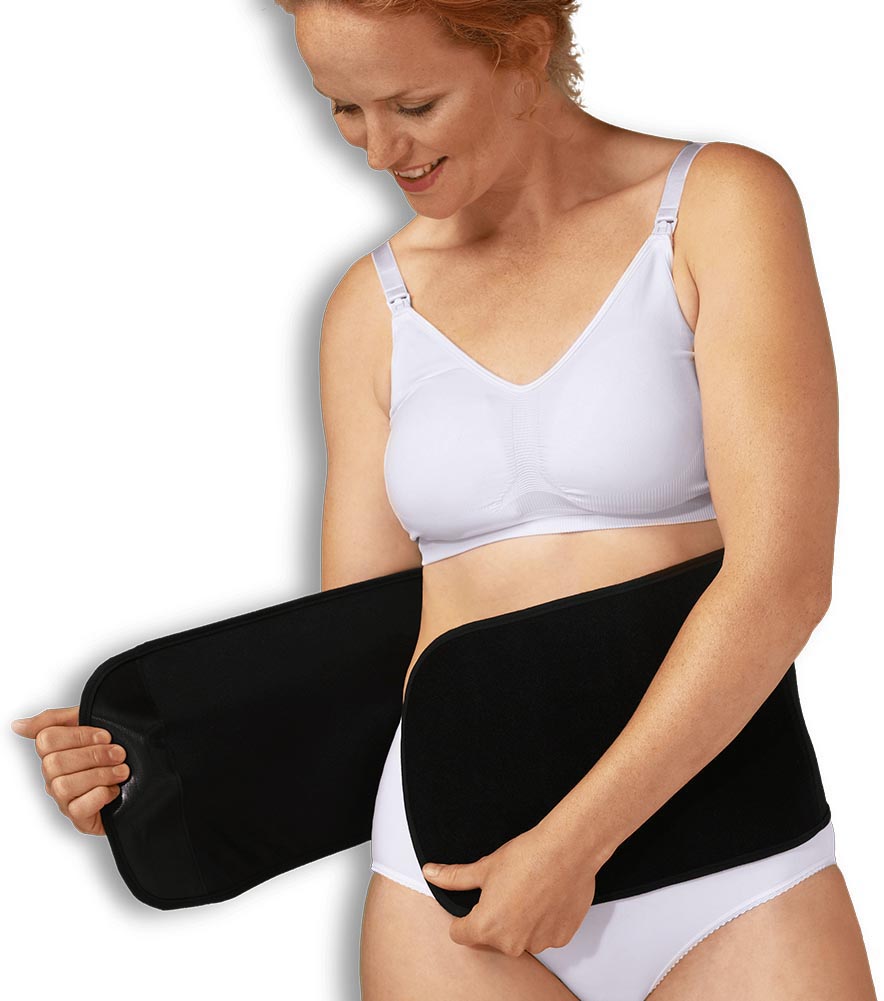 Centura postnatala modelatoare din bumbac organic, cu scai Carriwell - marimea L/XL, neagra