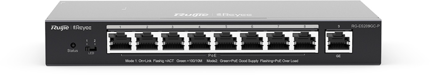 Switch Ruijie - RG-ES209GC-P, 9 porturi, negru