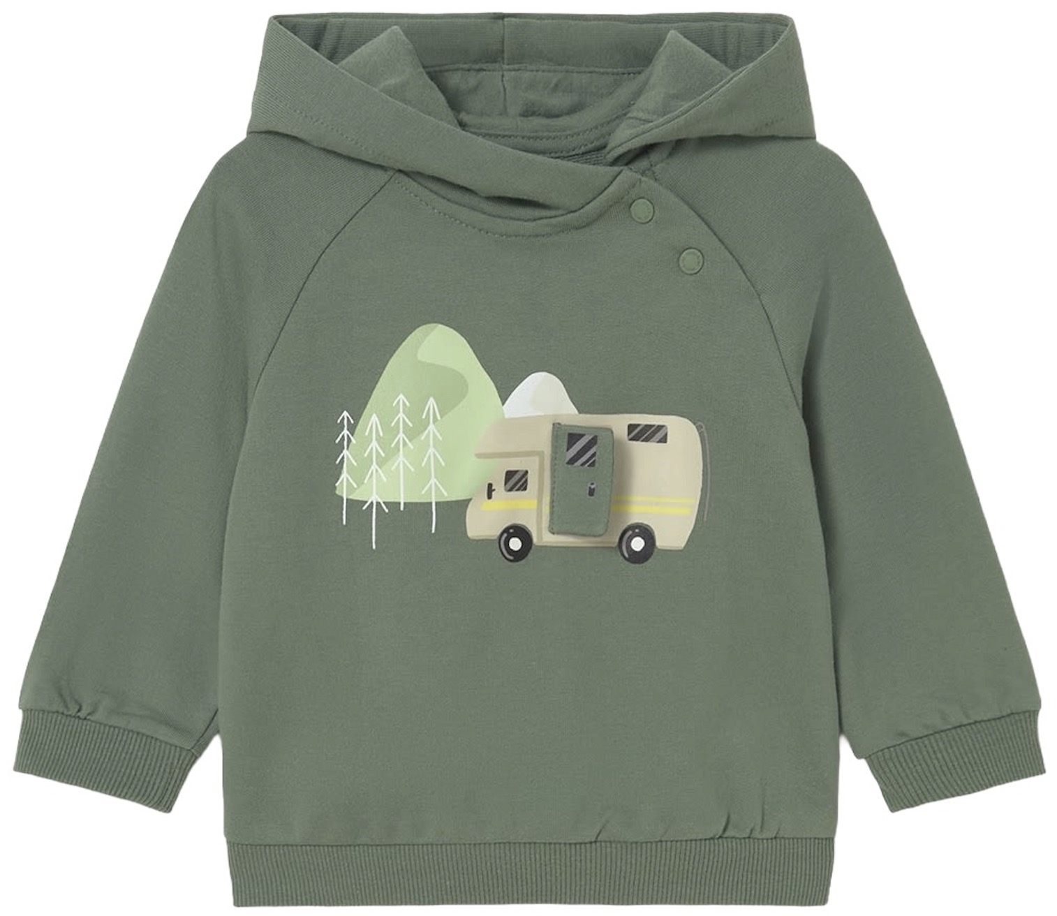 Hanorac cu mânecă lungă Mayoral - Motive de camping, verde, 12 luni