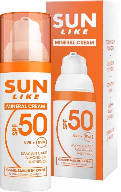 Cremă de protecție solară pentru față Sun Like Mineral, SPF50, 50 ml