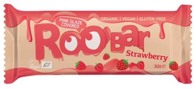 Baton cu capsuni invelit in glazura roz bio 30g Roobar - imagine 2