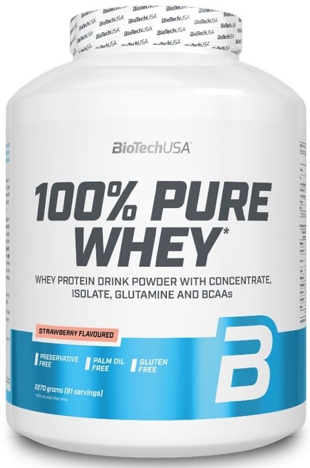 100% Pure Whey, căpșună, 2270 g, BioTech USA