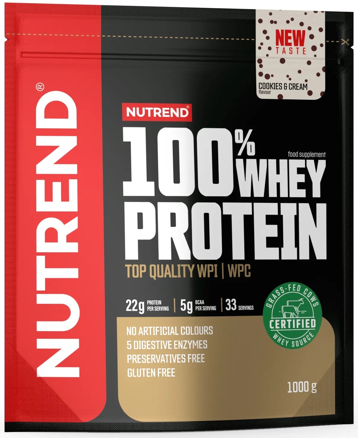 100% Whey Protein, fursecuri cu cremă, 1000 g, Nutrend