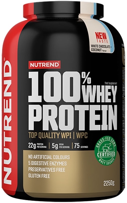 100% Whey Protein, ciocolată albă cu cocos, 2250 g, Nutrend