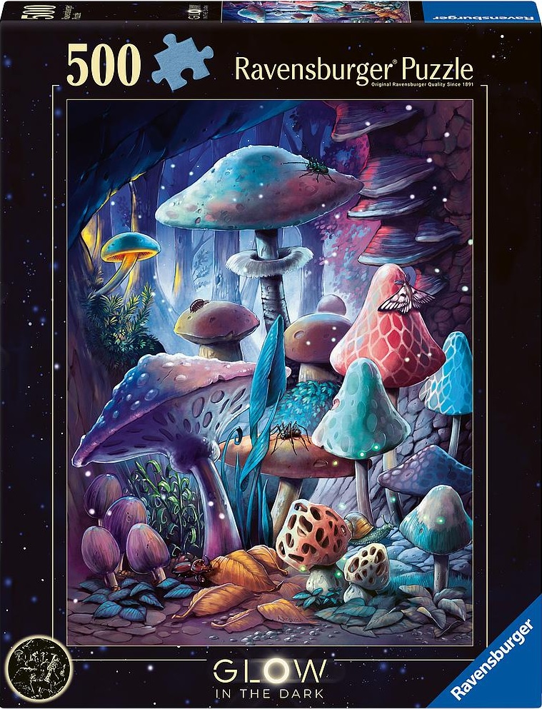 Puzzle luminos Ravensburger din 500 piese - Ciuperci în lumina lunii