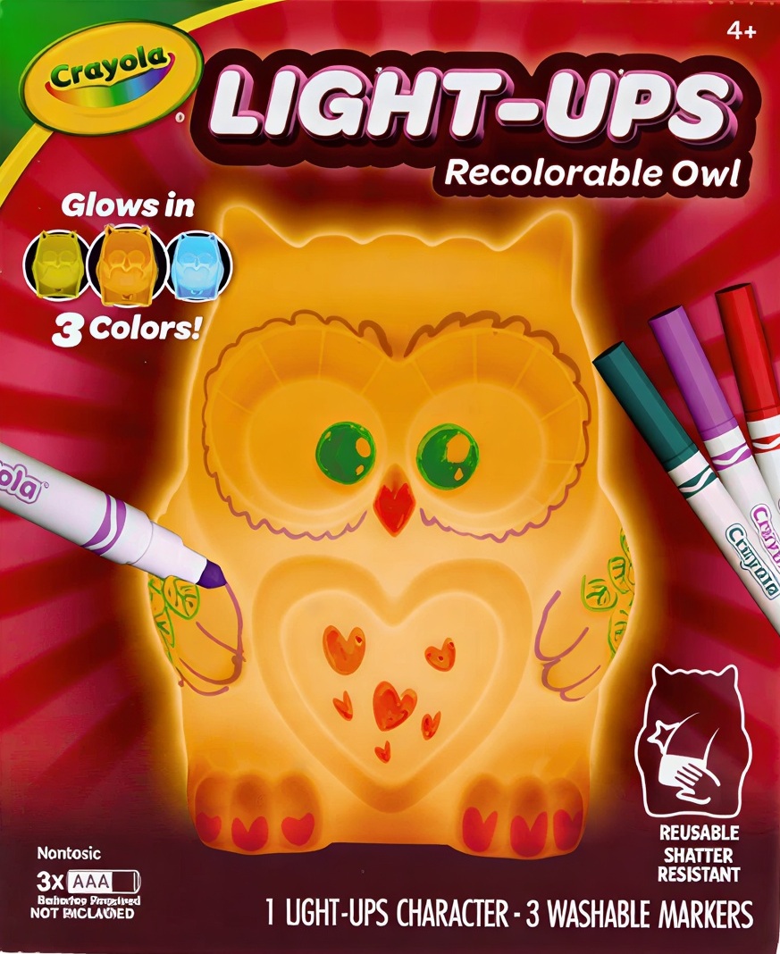 Figurină luminoasă pentru colorat Crayola Light-Ups - Bufniță