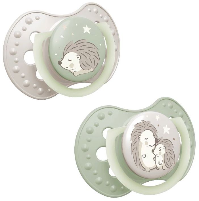 Suzete luminoase din silicon Lovi - Night &amp; Day, 0-6 luni, 2 buc.