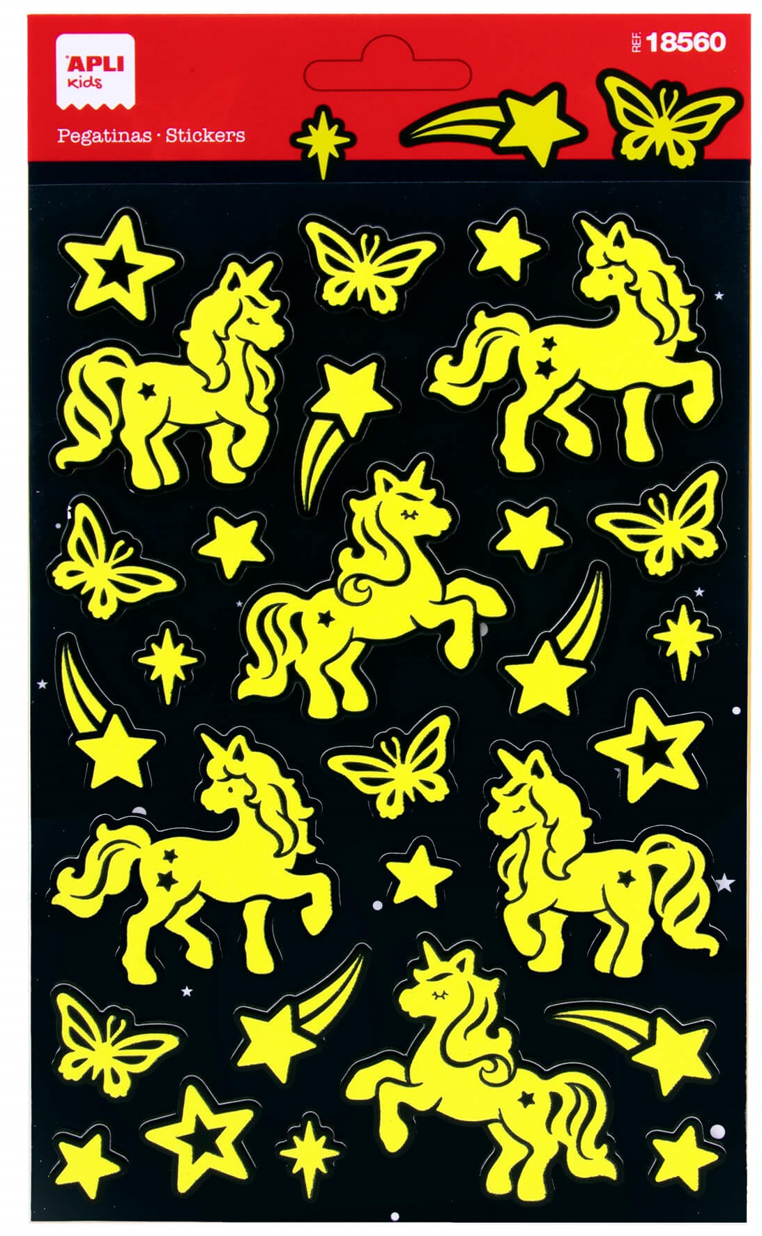 Abtibilduri fosforescente stickere EVA Apli - Unicorni, 29 buc.