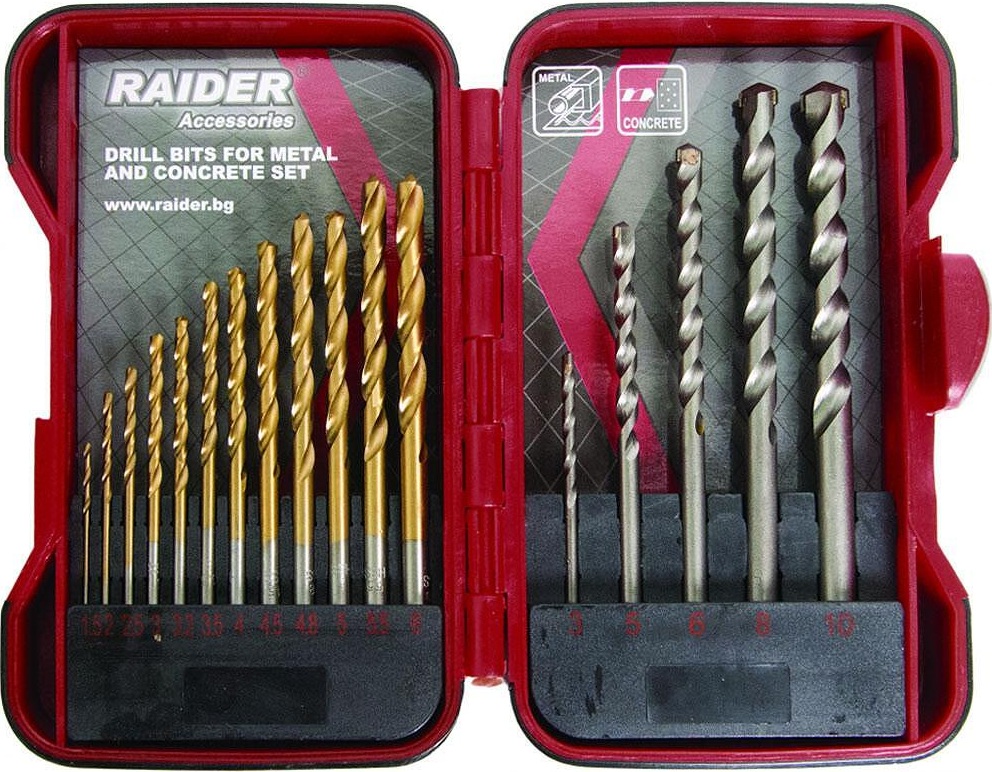 Burghie Raider pentru metal și beton - 17 bucăți, Ø 1,5-10 mm