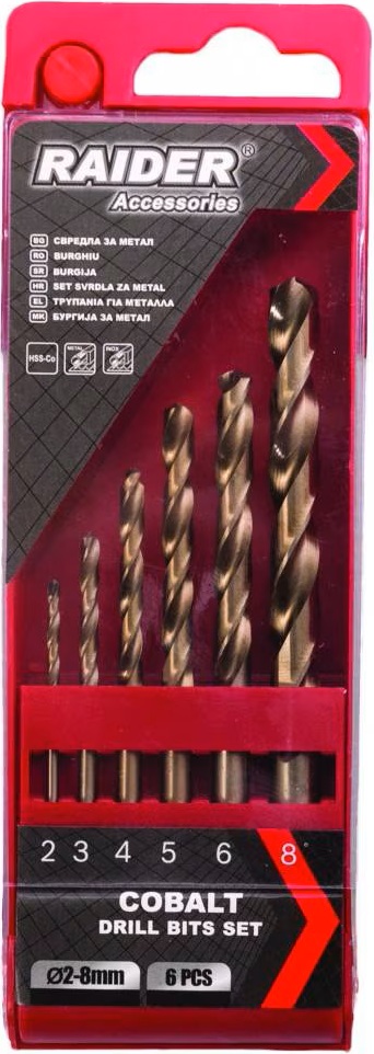 Burghie pentru metal Raider - HSS-Co, 6 buc, Ø 2-8 mm