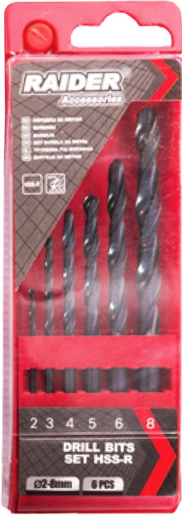 Burghie pentru metal Raider - HSS+R, 6 buc, Ø 2-8 mm