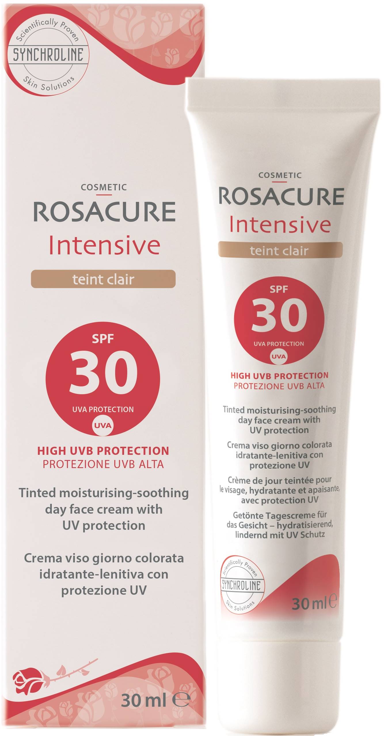 Synchroline Rosacure Cremă de față colorată pentru rozacee, SPF30, Clair, 30 ml