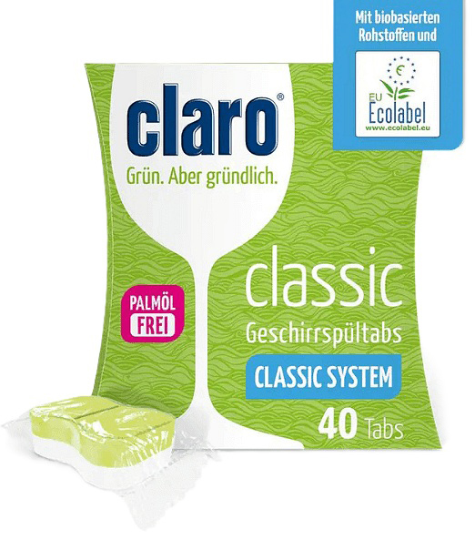 Tablete Ecologice pentru Masina de Spalat Vase Claro Clasic, 40 Bucati, 640 g - imagine 2