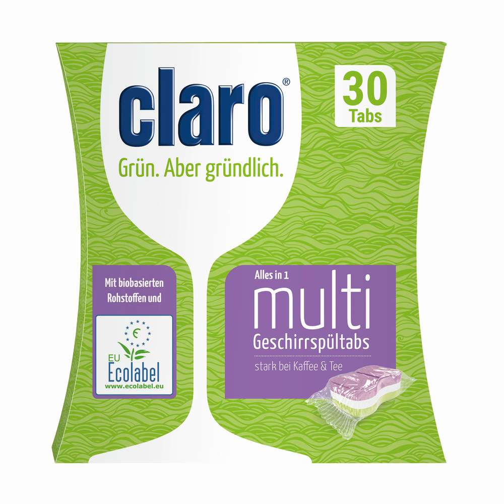 Set 30 x Tablete Ecologice pentru Masina de Spalat Vase 3 in1 Claro Multi, 600 g - imagine 2