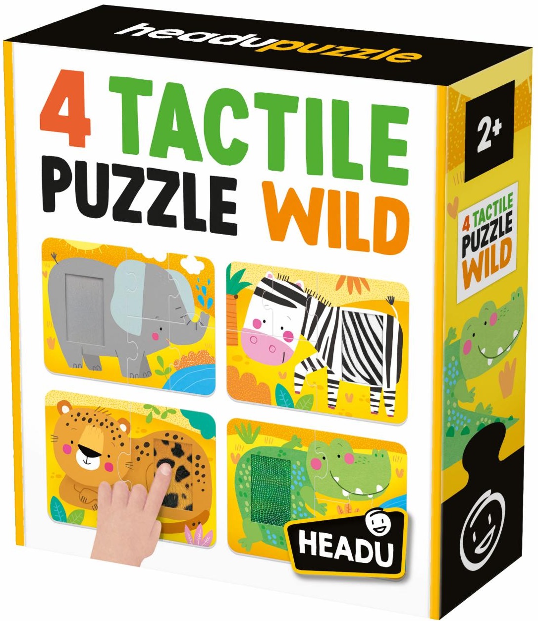 Puzzle-uri tactile Headu - Animale sălbatice, 4 piese