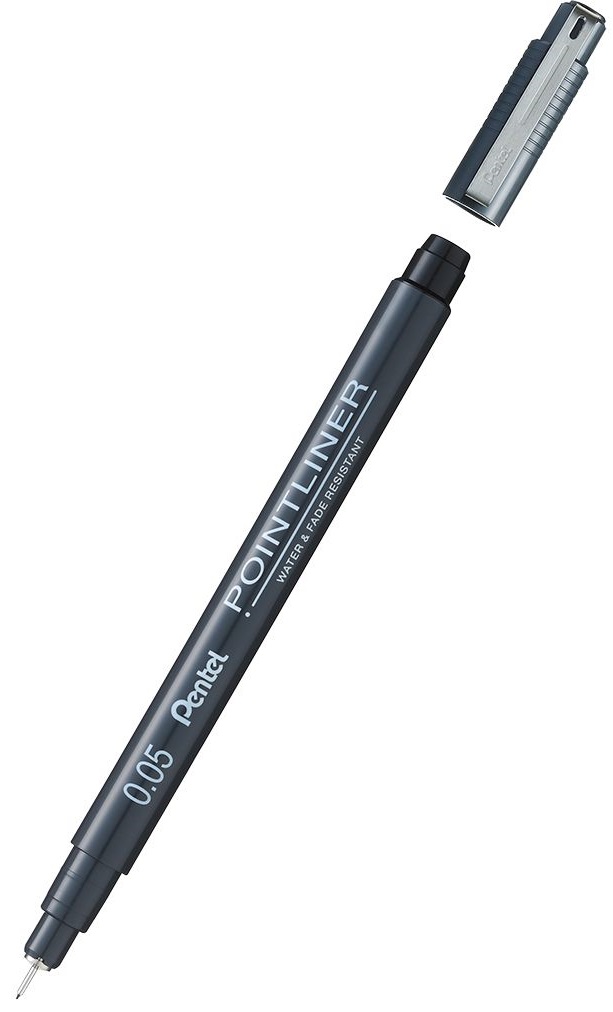 Liner Pentel Pointliner - 0.05 mm, negru