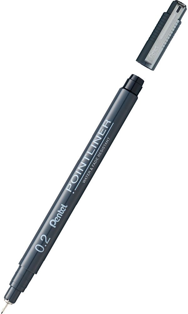 Liner Pentel Pointliner - 0,2 mm, negru