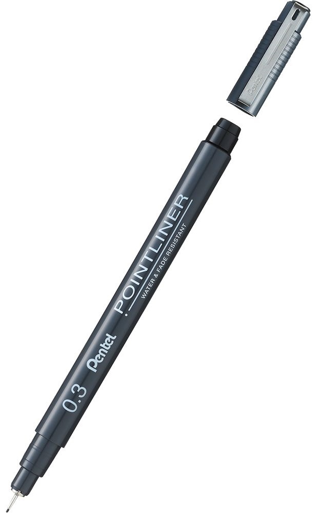Liner Pentel Pointliner - 0.3 mm, negru