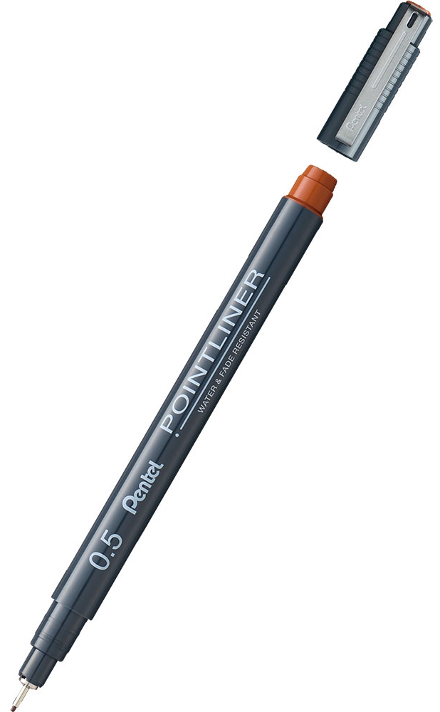 Liner Pentel Pointliner - 0.5 mm, cretă roșie