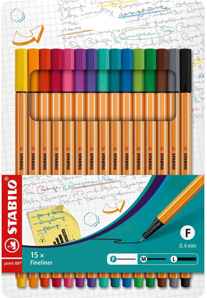 linere  Stabilo Point 88 - 15 culori