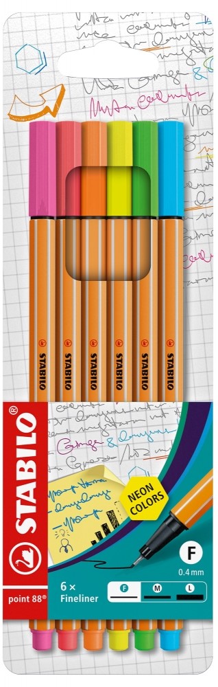 linere  Stabilo Point 88 - 6 culori neon