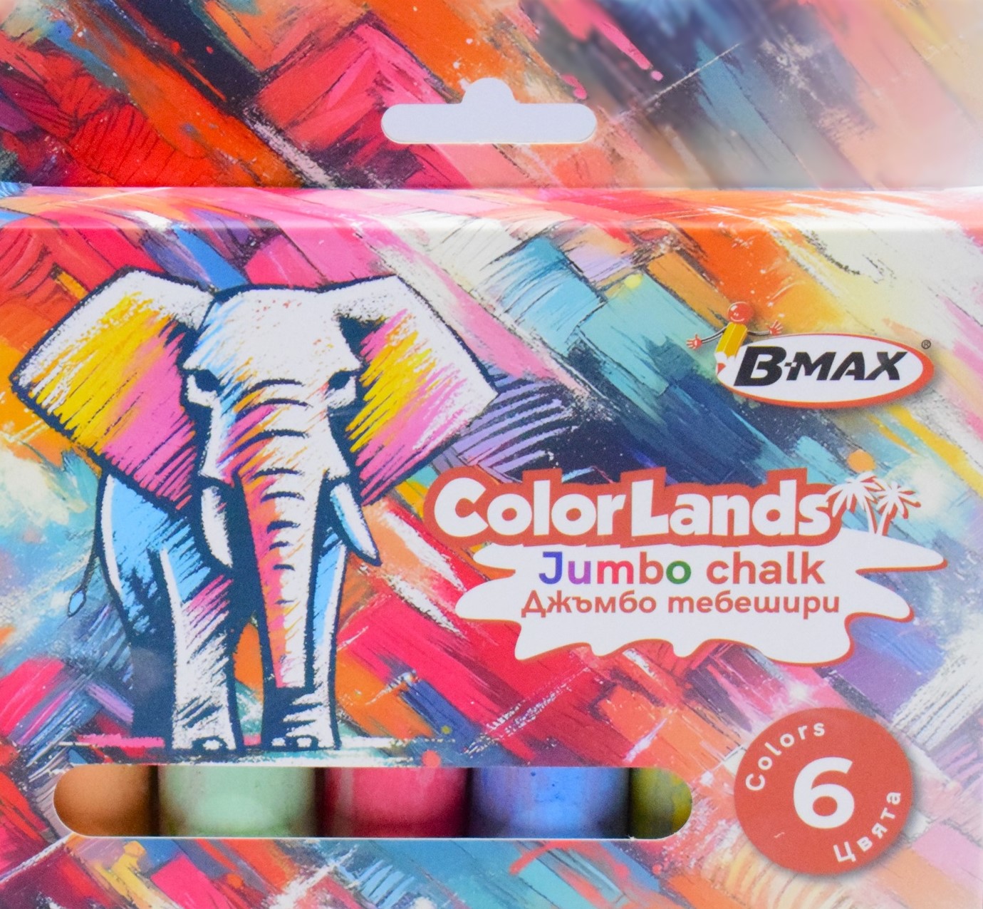 Set de cretă B-Max Color Land - Jumbo, 6 culori
