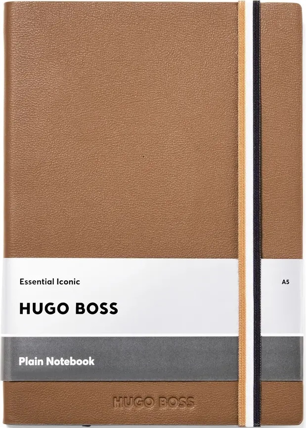 Caiet Hugo Boss Iconic - A5, cu foi albe, maro