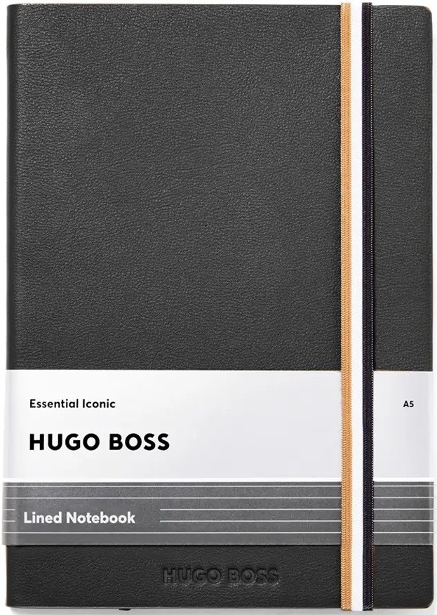 Caiet Hugo Boss Iconic - A5, cu linii, negru