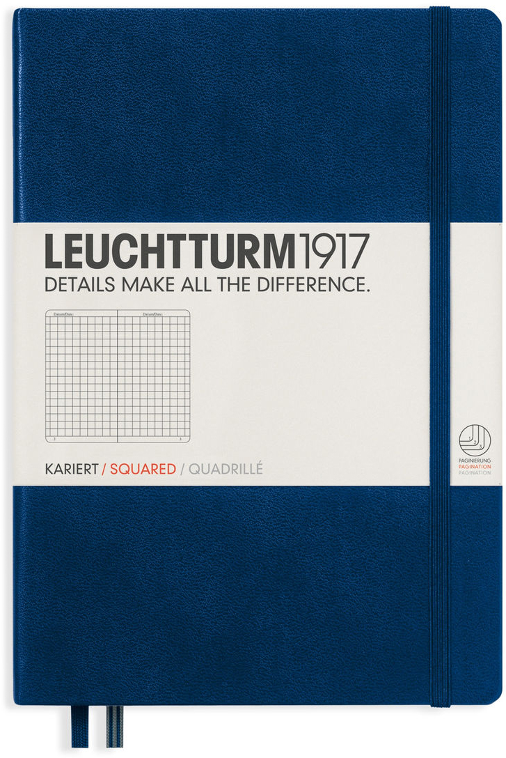 Agenda Leuchtturm1917 - A5, pagini in patratele, Navy