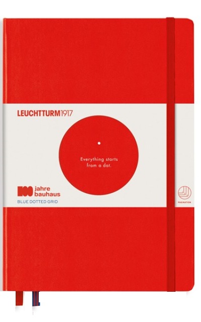 Caiet agenda Leuchtturm1917 Bauhaus 100 -  A5, rosu, linii punctate
