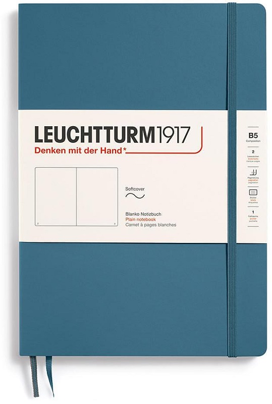 Caiet Leuchtturm1917 Composition - B5, albastru, pagini albe, copertă moale