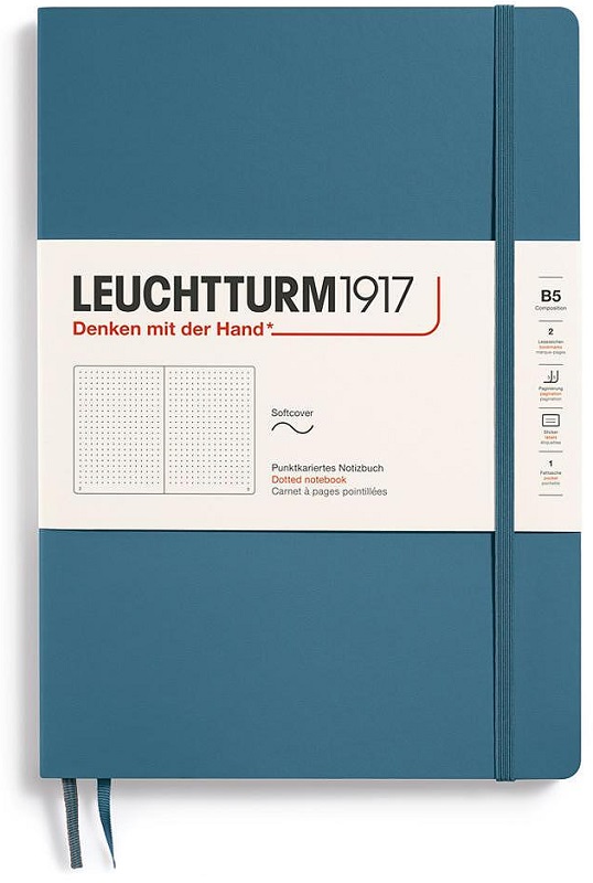 Caiet Leuchtturm1917 Composition - B5, albastru, pagini cu puncte, copertă moale