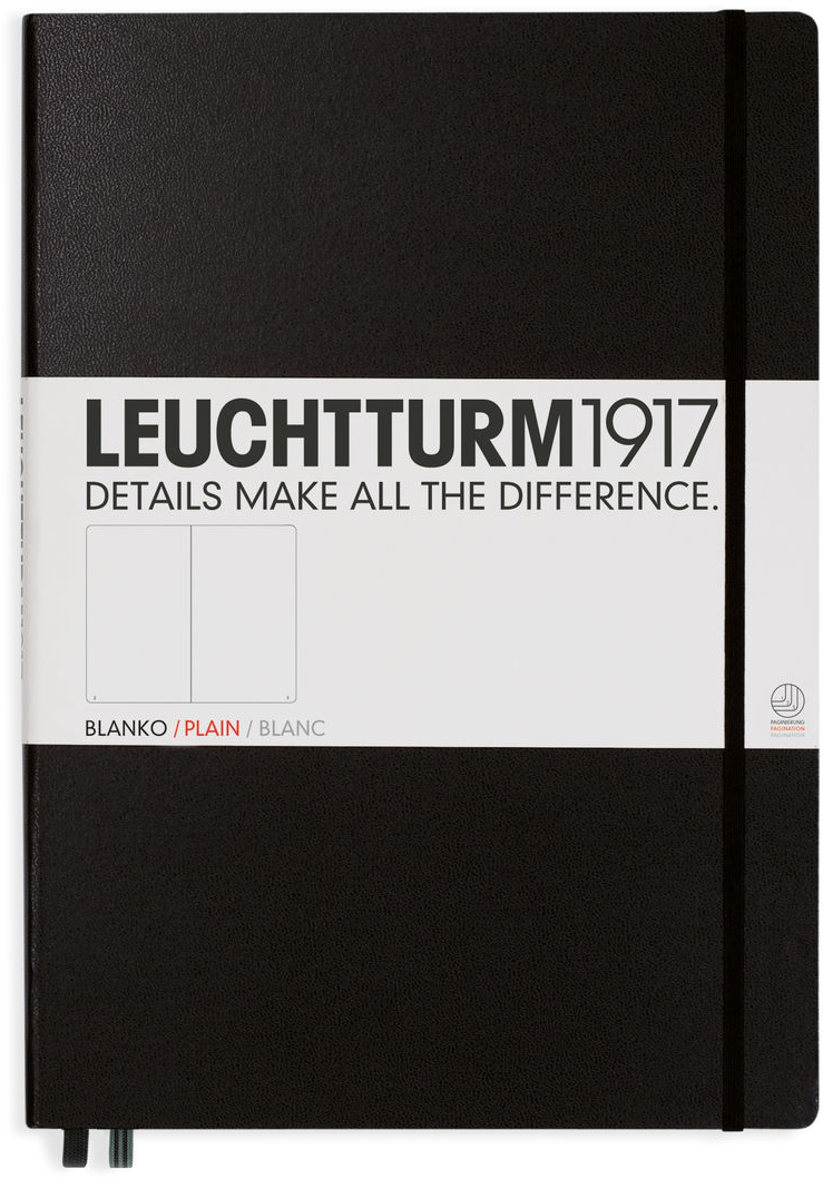 Caiet Leuchtturm1917 Master Classic - A4+, pagini albe, negru