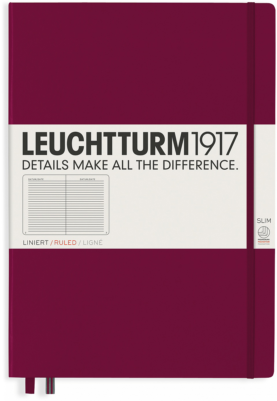 Agenda Leuchtturm1917 Master Slim - A4+, pagini liniate, Port Red