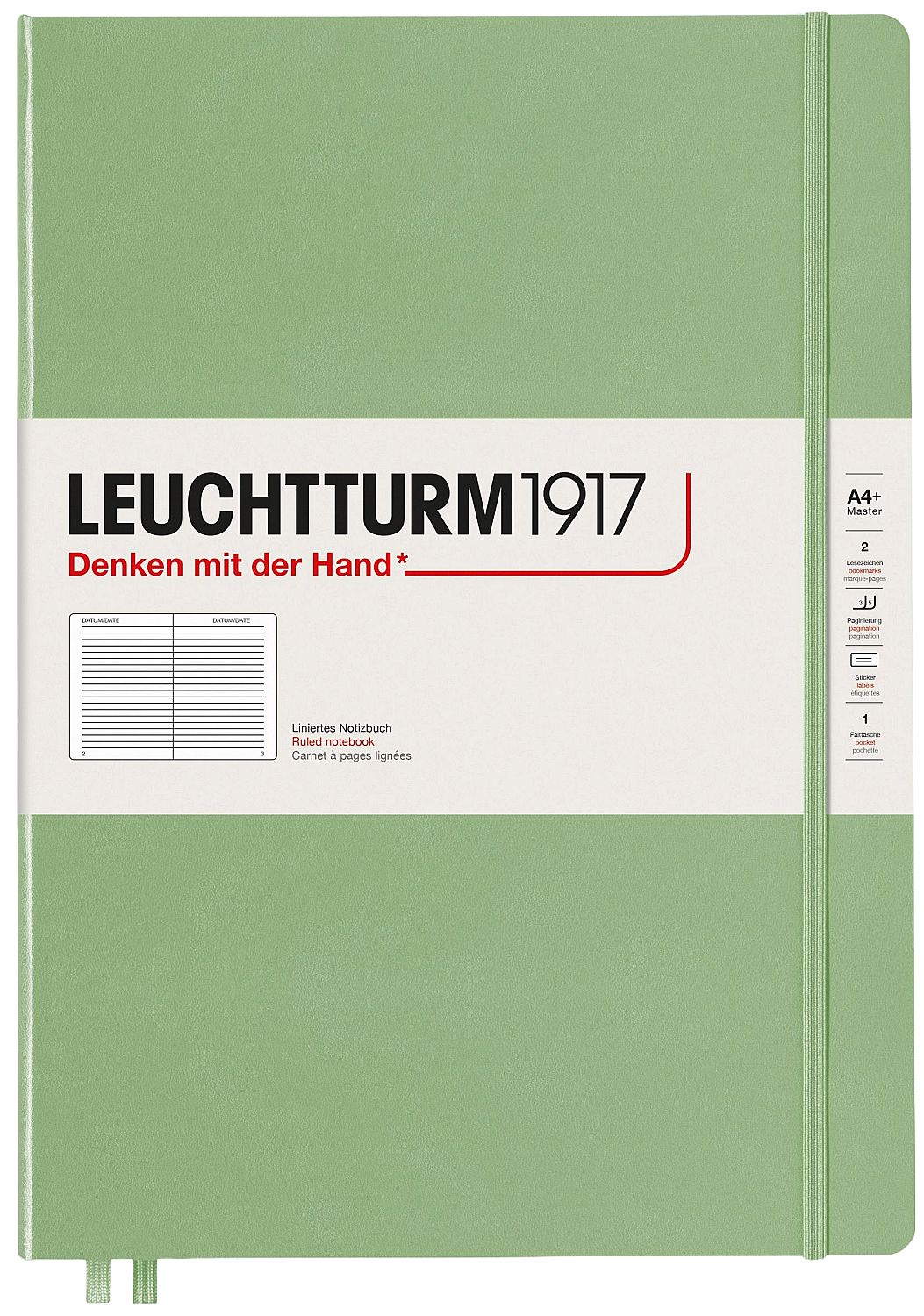 Caiet Leuchtturm1917 Master Slim - A4+, liniat, verde deschis