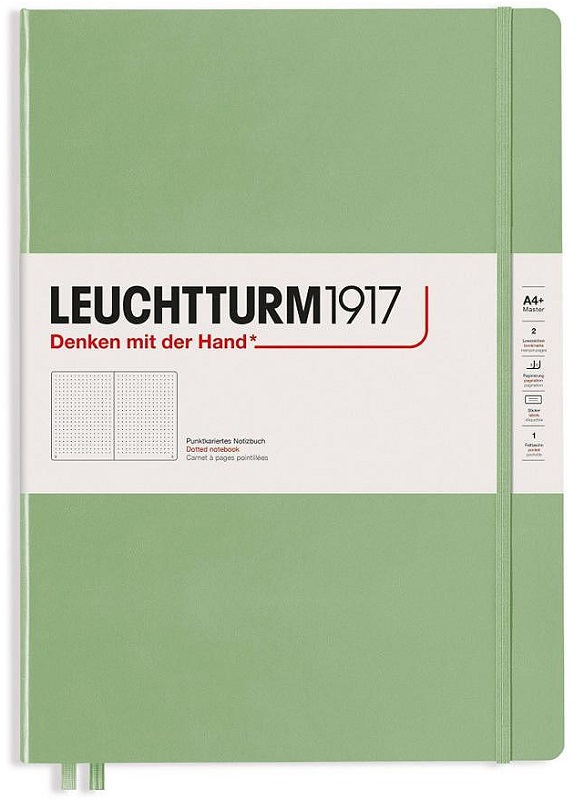 Caiet Leuchtturm1917 Master Slim - A4+, pagini cu puncte, verde deschis
