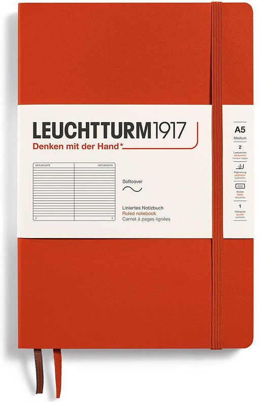 Notebook-ul Leuchtturm1917 Natural Colors - A5, roșu, liniat, coperte moi