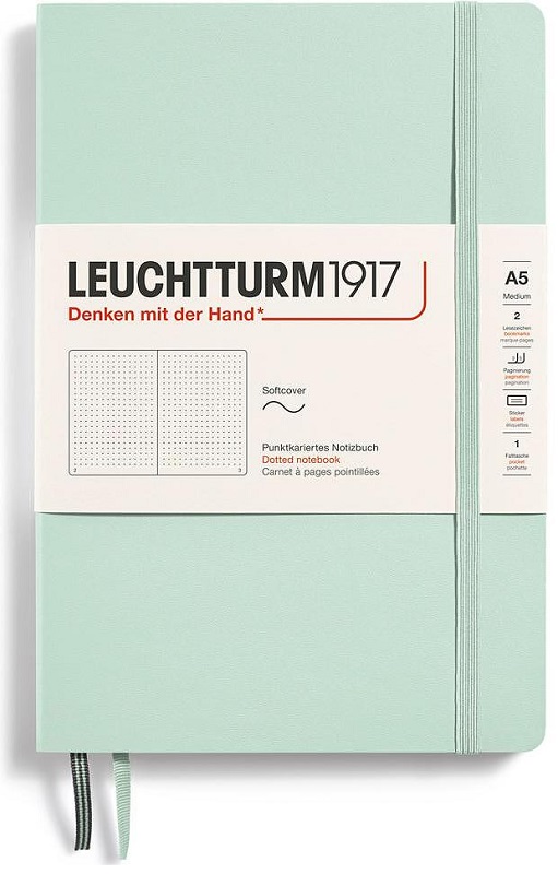 Caiet Leuchtturm1917 Natural Colors - A5, verde deschis, pagini cu puncte, copertă moale