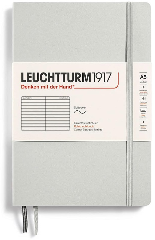 Notebook-ul Leuchtturm1917 Natural Colors - A5, gri, liniat, coperte moi