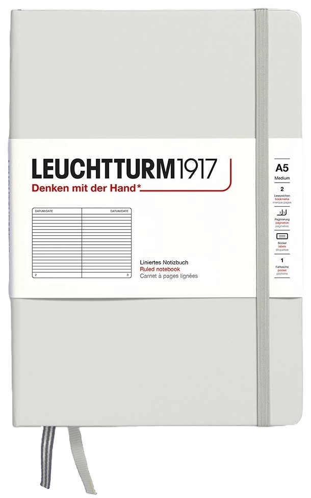 Caiet Leuchtturm1917 Natural Colors - A5, gri, liniat, copertă rigidă
