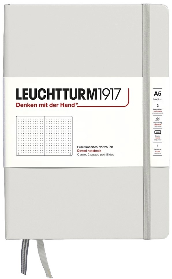 Caiet Leuchtturm1917 Natural Colors - A5, gri, pagini cu puncte, copertă rigidă