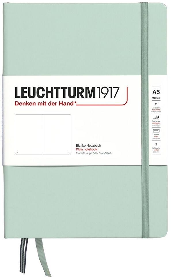 Caiet Leuchtturm1917 Natural Colors - A5, verde deschis, pagini albe, copertă rigidă