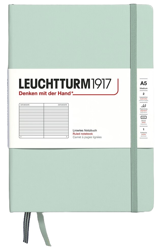 Caiet Leuchtturm1917 Natural Colors - A5, verde deschis, liniat, copertă rigidă