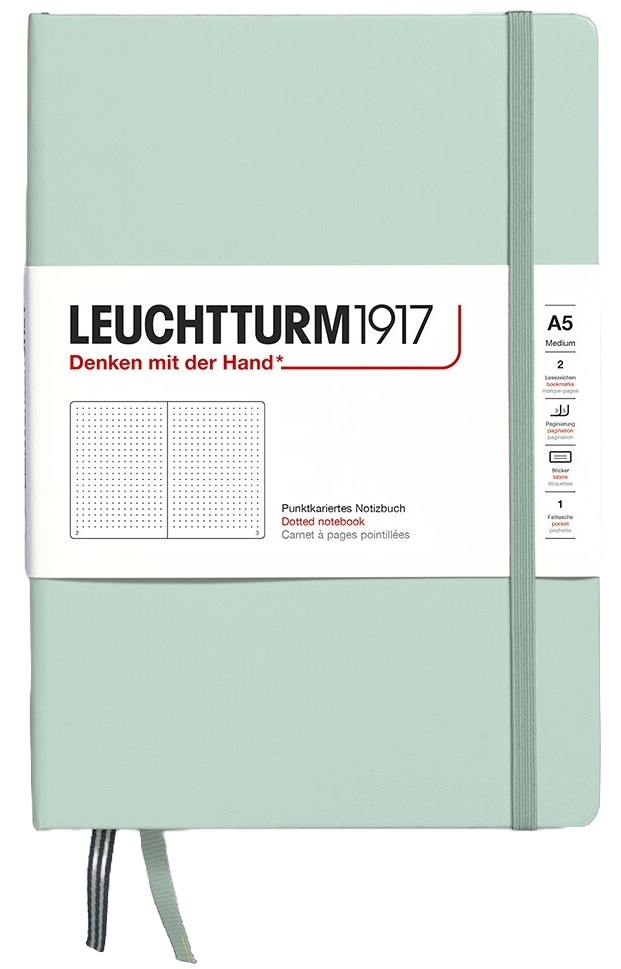 Caiet Leuchtturm1917 Natural Colors - A5, verde deschis, pagini cu puncte, copertă rigidă