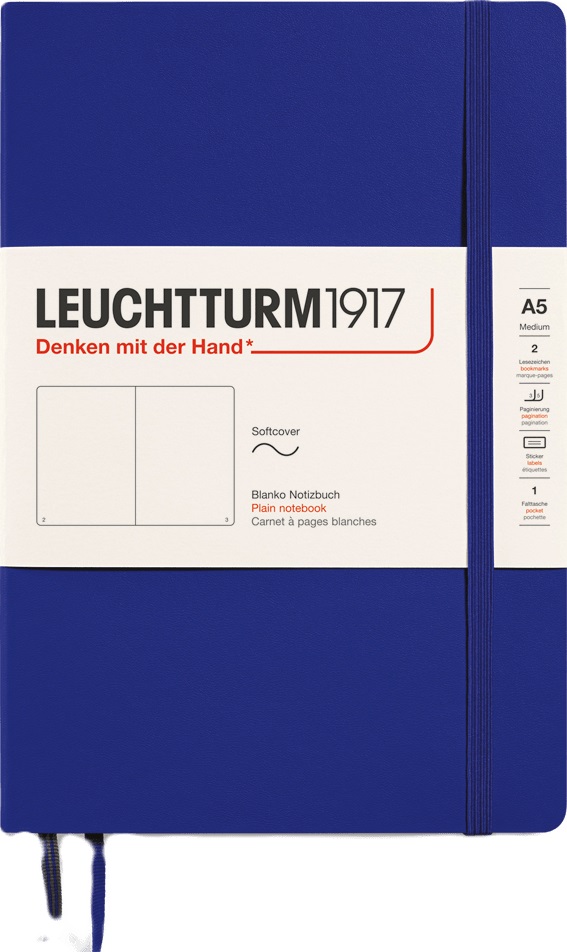 Caiet Leuchtturm1917 New Colours - A5, pagini albe, Ink, copertă moale