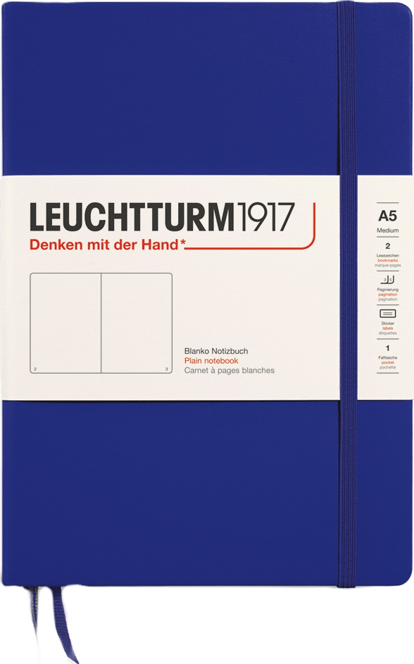 Caiet Leuchtturm1917 New Colours - A5, pagini albe, Ink, copertă tare