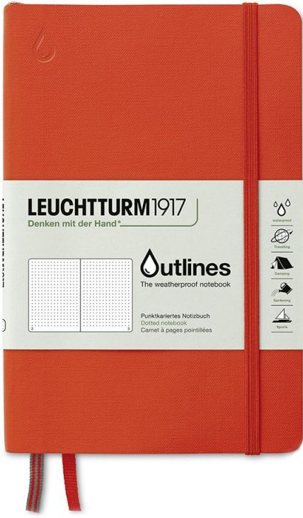 Caiet Leuchtturm1917 - Outlines, B6+, rezistent la apa, portocaliu