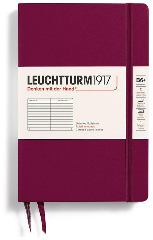 Caiet Leuchtturm1917 Paperback - B6+, roșu, liniat, copertă rigidă