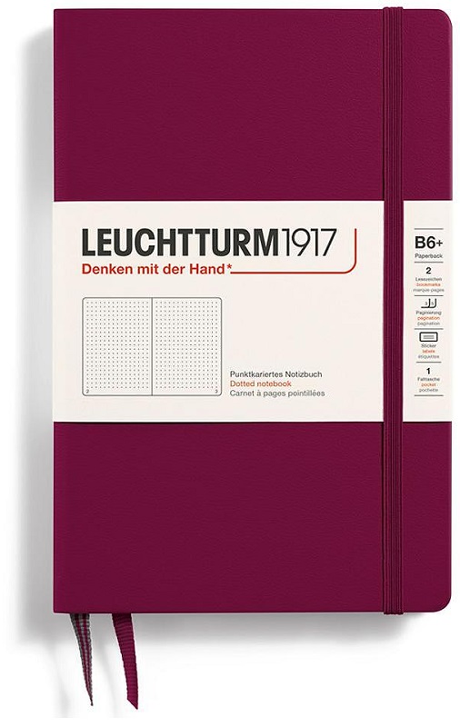 Caiet Leuchtturm1917 Paperback - B6+, roșu, pagini cu puncte, copertă rigidă
